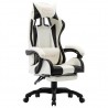 Silla gaming con reposapiés cuero sintético negro y blanco 1