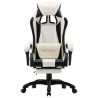 Silla gaming con reposapiés cuero sintético negro y blanco 2
