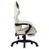 Silla gaming con reposapiés cuero sintético negro y blanco 3