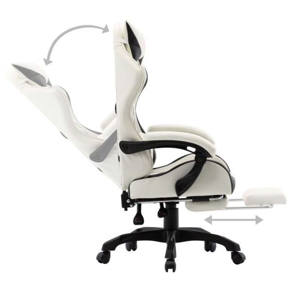 Silla gaming con reposapiés cuero sintético negro y blanco M 4