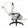 Silla gaming con reposapiés cuero sintético negro y blanco 4