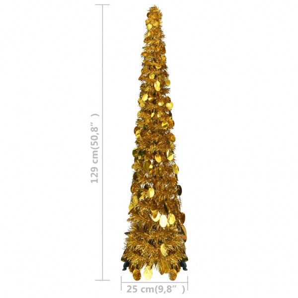 Árvore de Natal pop-up artificial 120 cm PET dourado M 5