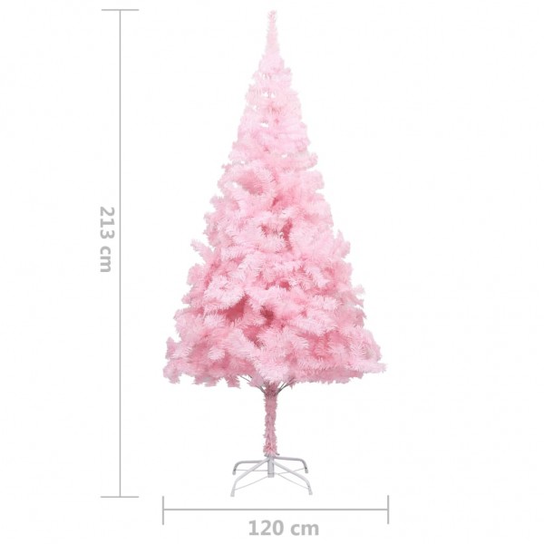 Árbol de Navidad artificial con soporte PVC rosa 210 cm M 5