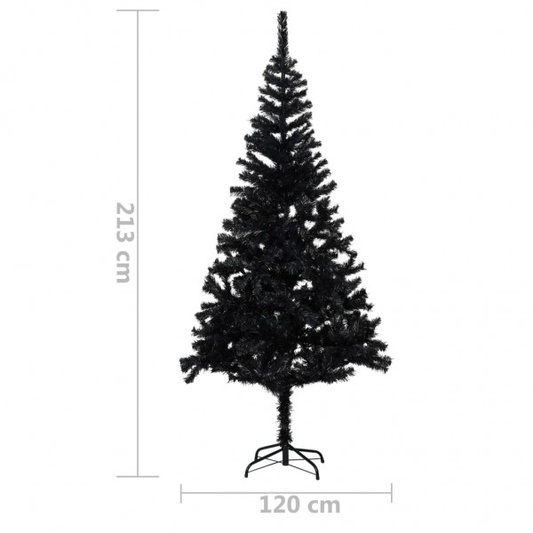 Árvore de Natal artificial com suporte 210 cm PVC preto M 5