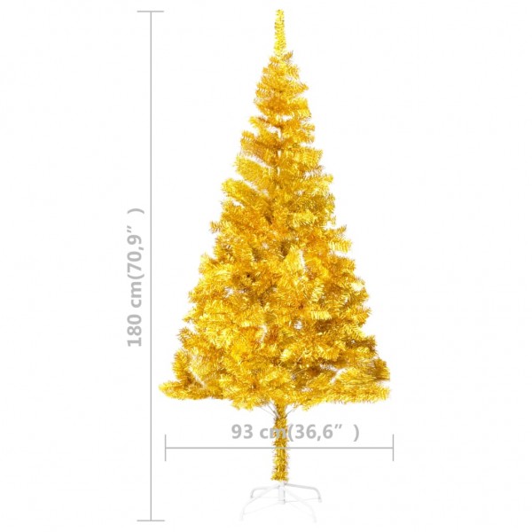 Árvore de Natal artificial com suporte 180 cm PET dourado M 5