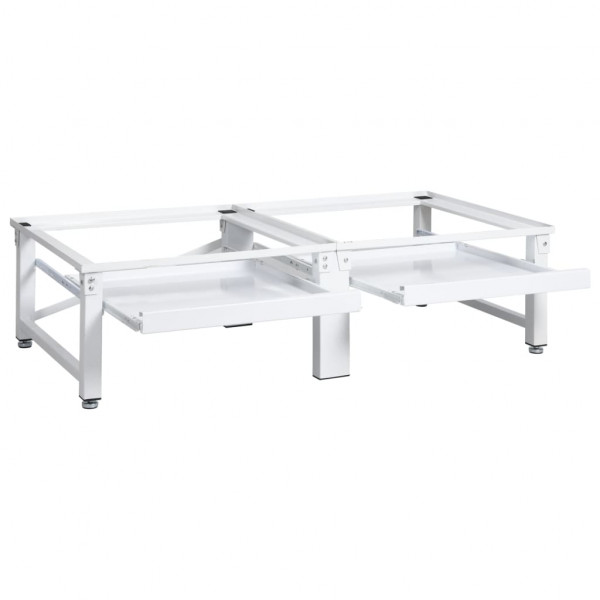 Pedestal doble lavadora secadora con estantes extraíbles blanco M 5
