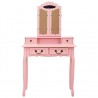 Juego de tocador y taburete madera paulownia rosa 80x69x141 cm 5