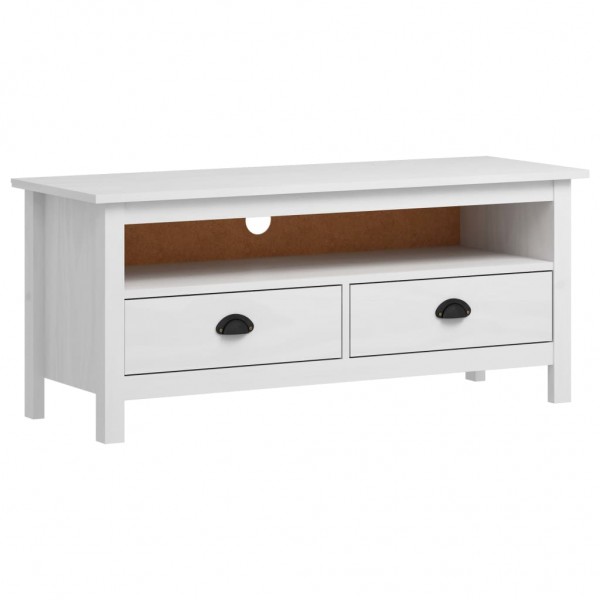 Mueble de TV Hill madera maciza de pino blanco 110x40x47 cm D