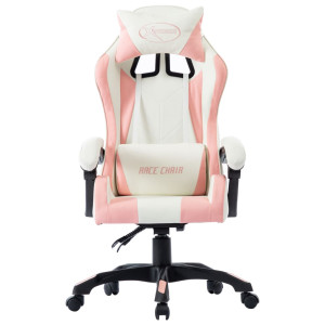 Silla gaming de cuero sintético rosa H