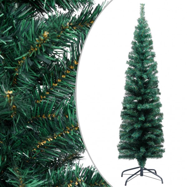 Árvore de Natal artificial fina com suporte 150 cm PVC verde M 3