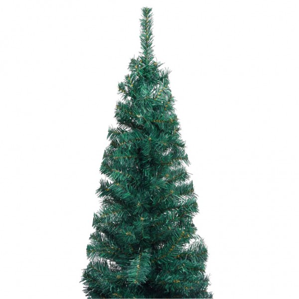 Árbol de Navidad artificial delgado y soporte PVC verde 210 cm M 2
