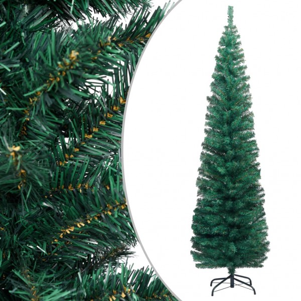 Árbol de Navidad artificial delgado y soporte PVC verde 240 cm D
