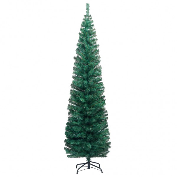 Árbol de Navidad artificial delgado y soporte PVC verde 240 cm M 2