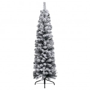 Árvore de Natal artificial fina com neve 150 cm PVC verde H
