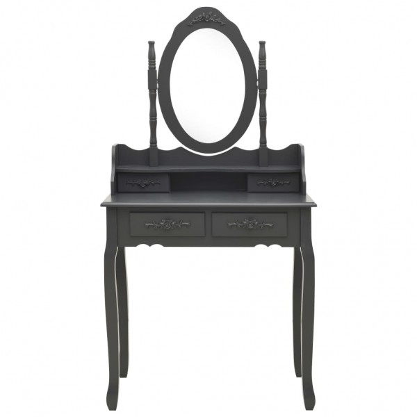 Juego de tocador y taburete madera paulownia gris 75x69x140 cm M 4