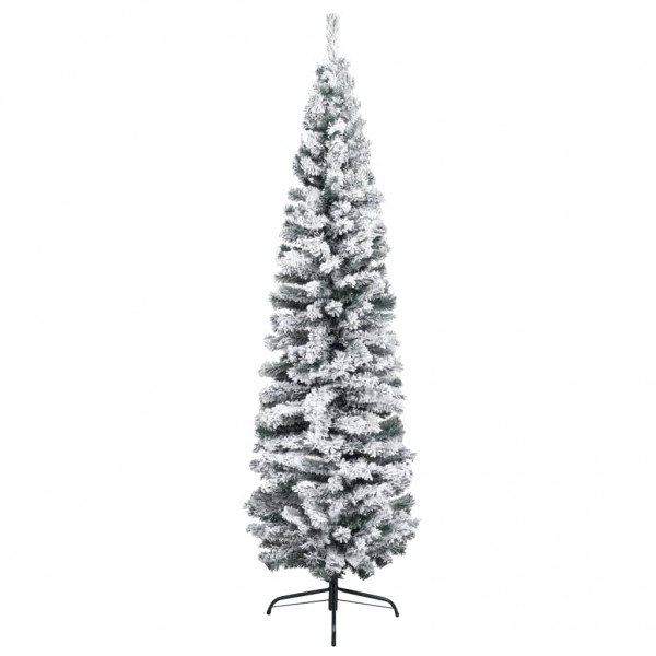 Árvore de Natal artificial fina com neve 180 cm PVC verde M 2