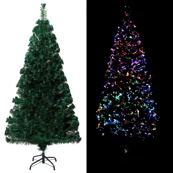Árbol de Navidad artificial y soporte verde fibra óptica 120 cm M 2