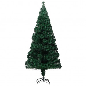 Árbol de Navidad artificial y soporte verde fibra óptica 180 cm H