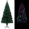 Árbol de Navidad artificial y soporte fibra óptica verde 210 cm 1