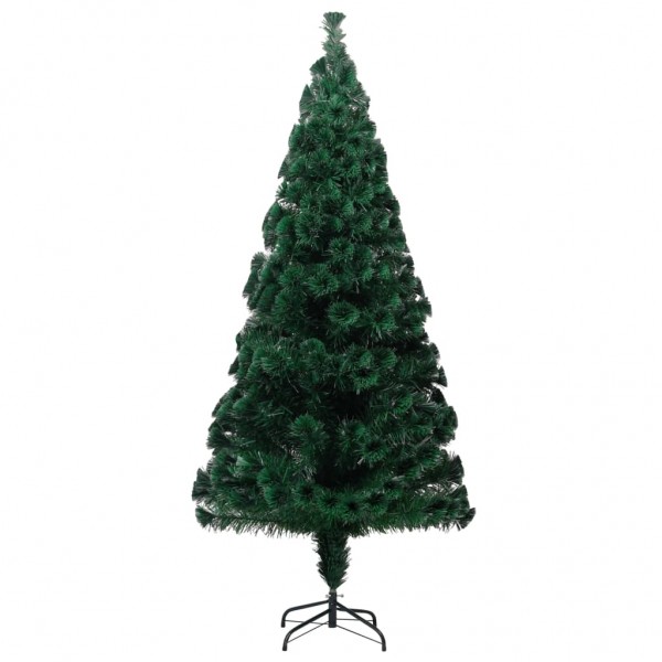 Árvore de Natal artificial e suporte de fibra óptica verde 210 cm M 2