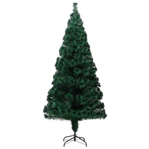 Árvore de Natal artificial e suporte de fibra óptica verde 240 cm H