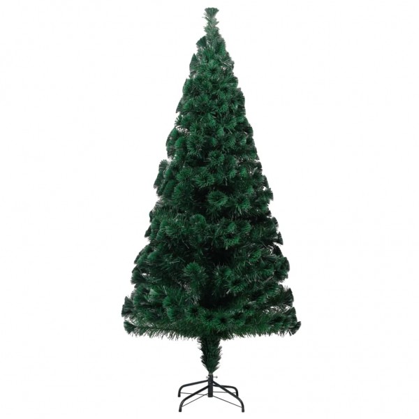 Árvore de Natal artificial e suporte de fibra óptica verde 240 cm M 2