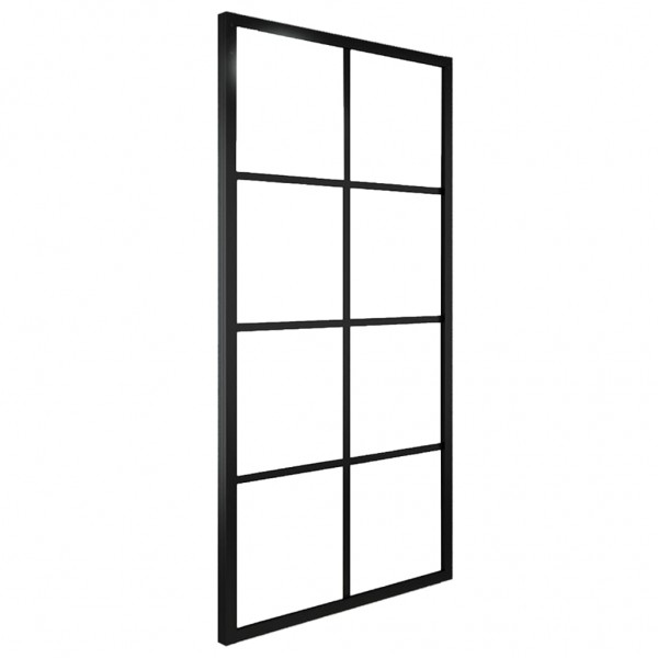 Porta de correr 90x205 cm alumínio e vidro ESG preto M 2