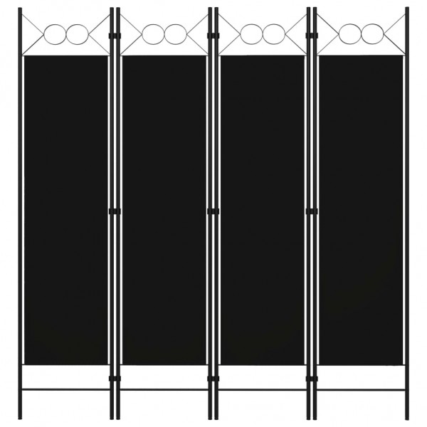Biombo divisor de 4 paneles negro 160x180 cm D