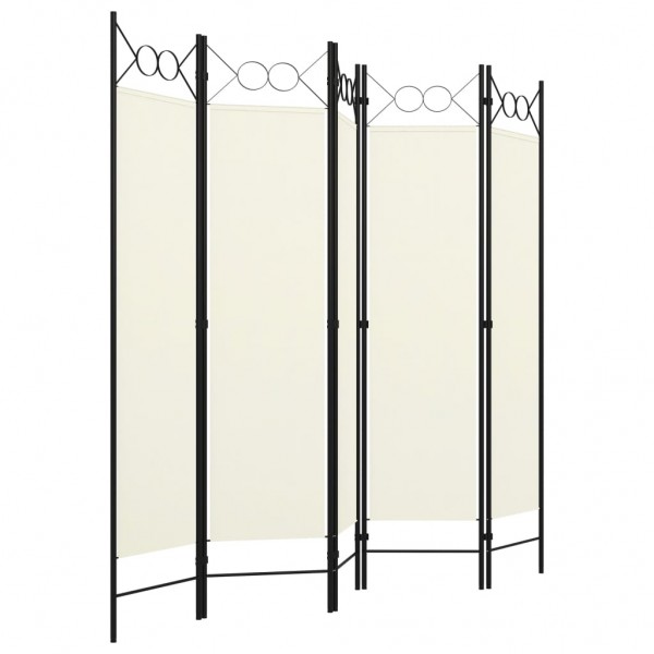 Biombo divisor de 5 paneles blanco crema 200x180 cm M 2