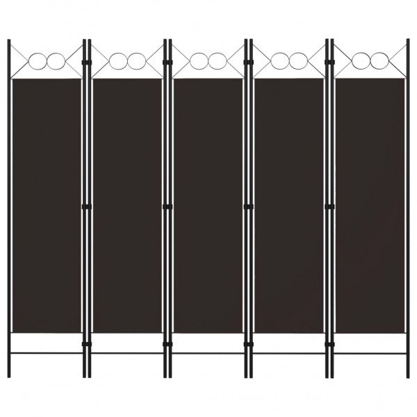 Biombo divisor de 5 paneles marrón 200x180 cm D
