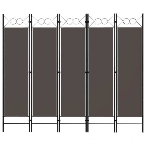 Biombo divisor de 5 paneles gris antracita 200x180 cm D