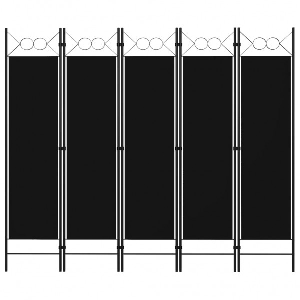 Biombo divisor de 5 paneles negro 200x180 cm D