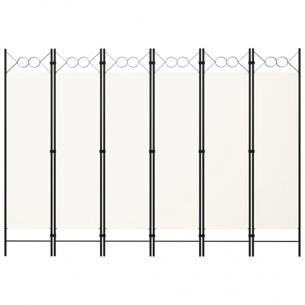 Biombo divisor de 6 paneles blanco crema 240x180 cm D