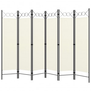 Biombo divisor de 6 paneles blanco crema 240x180 cm H