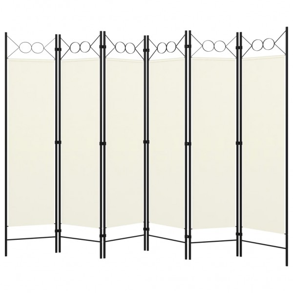 Biombo divisor de 6 paneles blanco crema 240x180 cm M 2