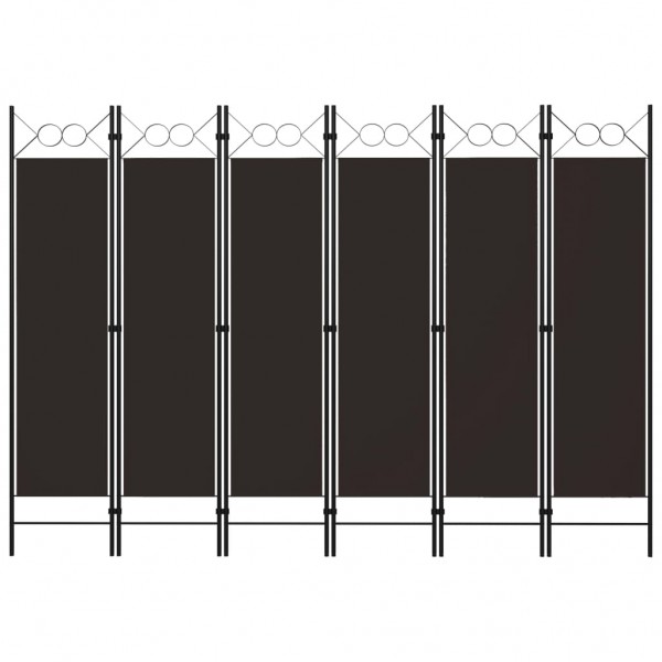 Biombo divisor de 6 paneles marrón 240x180 cm D