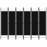 Biombo divisor de 6 paneles negro 240x180 cm 1