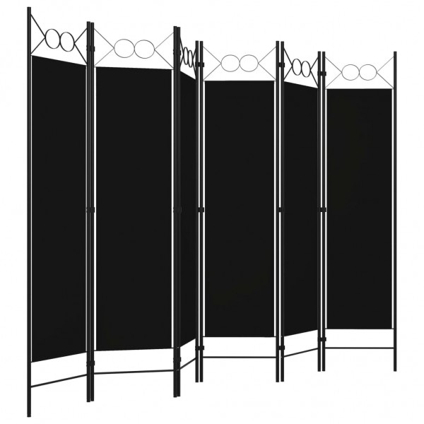 Biombo divisor de 6 paneles negro 240x180 cm M 3