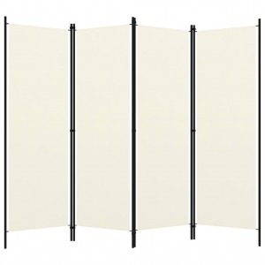 Biombo divisor de 4 paneles blanco crema 200x180 cm H