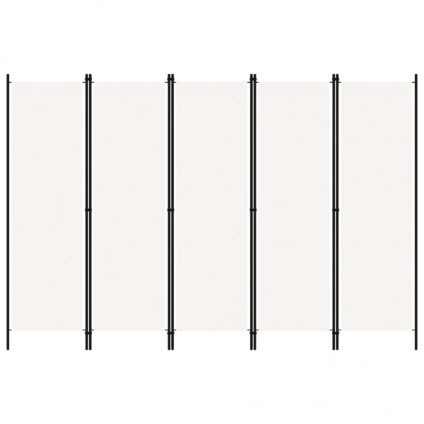 Biombo divisor de 5 paneles blanco crema 250x180 cm D