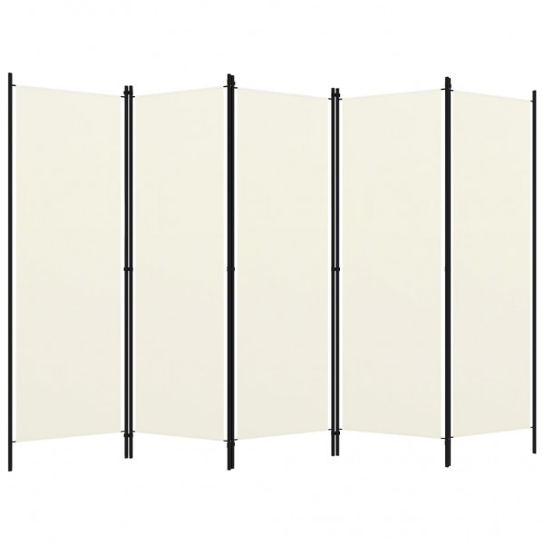 Biombo divisor de 5 paneles blanco crema 250x180 cm M 2