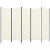 Biombo divisor de 5 paneles blanco crema 250x180 cm 2
