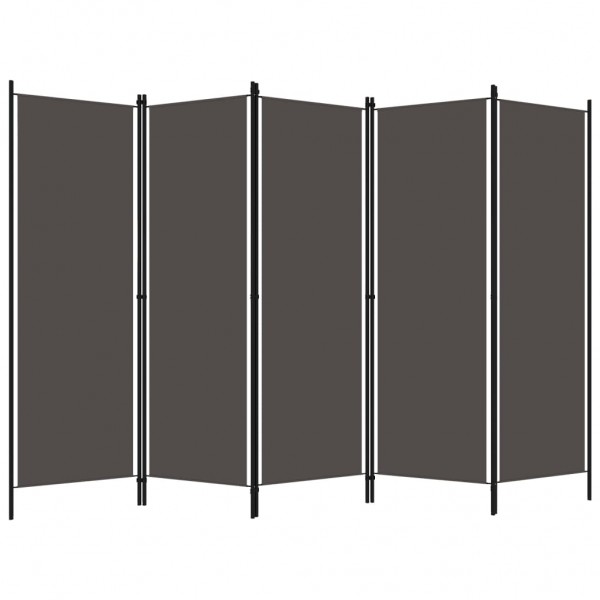Biombo divisor de 5 paneles gris antracita 250x180 cm M 2