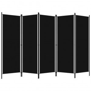 Biombo divisor de 5 paneles negro 250x180 cm H