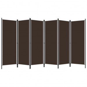Biombo divisor de 6 paneles marrón 300x180 cm H