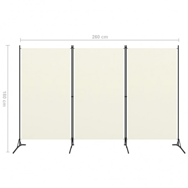 Biombo divisor de 3 paneles blanco crema 260x180 cm M 5