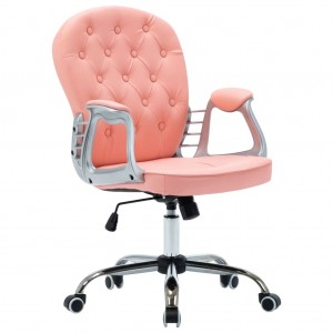 Silla de oficina giratoria de cuero sintético rosa H