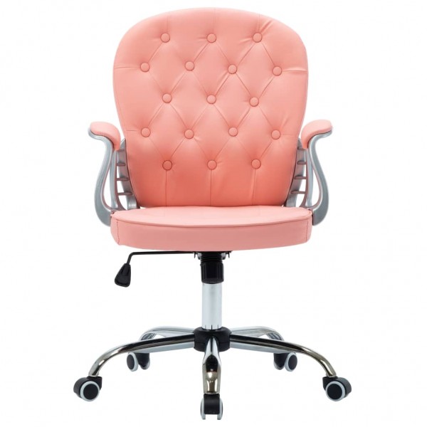 Silla de oficina giratoria de cuero sintético rosa M 4