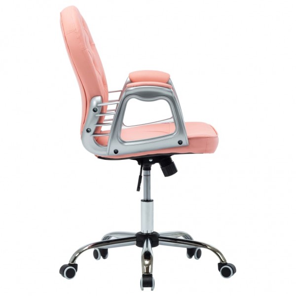 Silla de oficina giratoria de cuero sintético rosa M 5