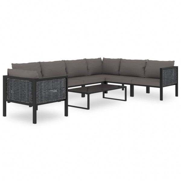 8 pcs conjunto lounge de jardim c/ almofadões vime PE antracite D